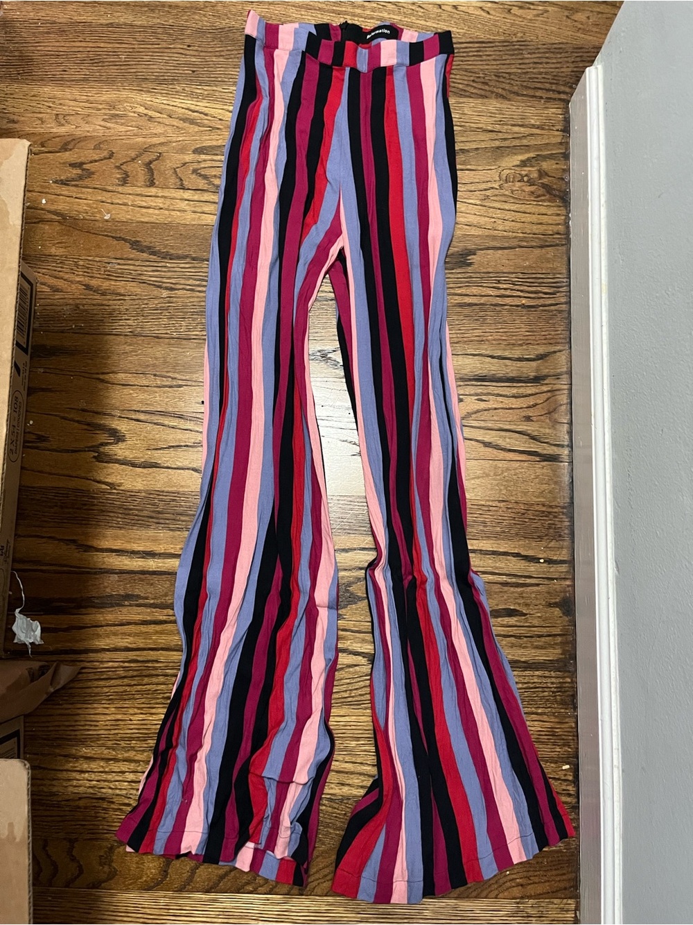 Reformation Striped wide leg Pants - Pink, Purple, Black